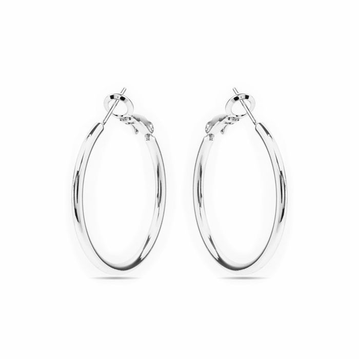 Boucles d'oreilles - LUXENTER - Nianres - Finition argentée (plaqué rhodium) - Diamètre 30 mm - Zircon