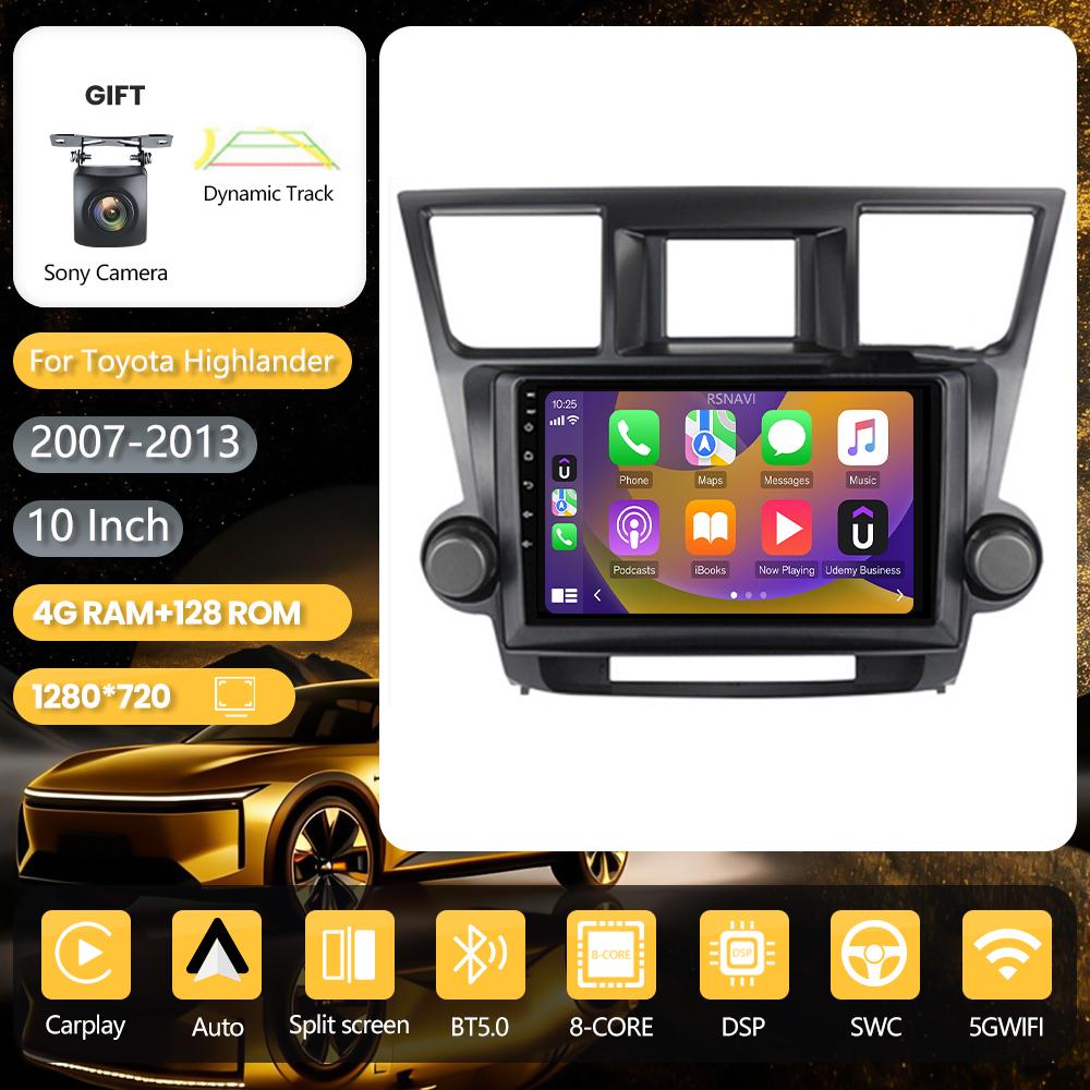 Android 16 pour Toyota Highlander 2 XU40 2007-2013, Carplay Auto, écran 2K, autoradio, lecteur multimédia, autoradio stéréo, unité principale
