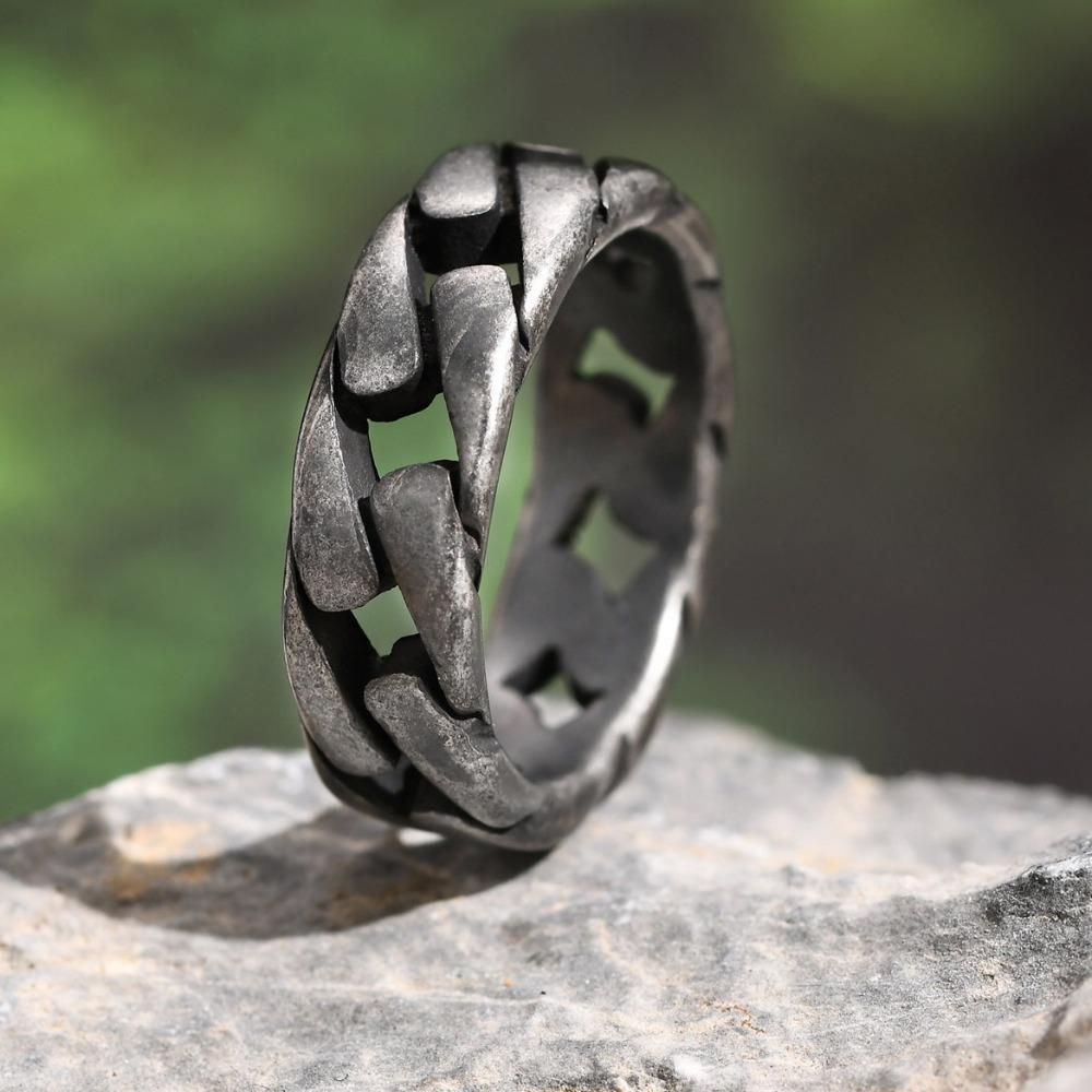 Кольцо Кубинская цепь Мужское Титановая сталь Ювелирные изделия Хип-хоп Панк Готический стиль Аксессуары