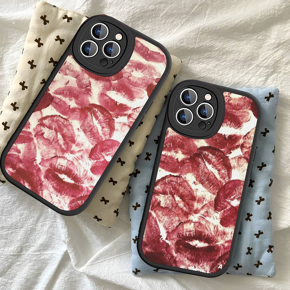 Сексуальная Девушка Красные Губы Поцелуй Чехол для Телефона Для IPhone 16 15 14 13 12 11 Pro Max Plus Кожаный Мягкий Чехол