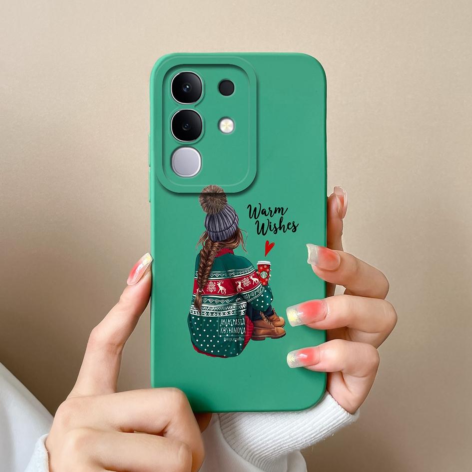 Чехол для Vivo S19 Pro Y04 T4x iQOO Z9s V30 V40e V50 V40 Lite(ИДН) Y29 Y29S Y39 Y19S Чехол из жидкого силикона с милым узором для Vivo Capa