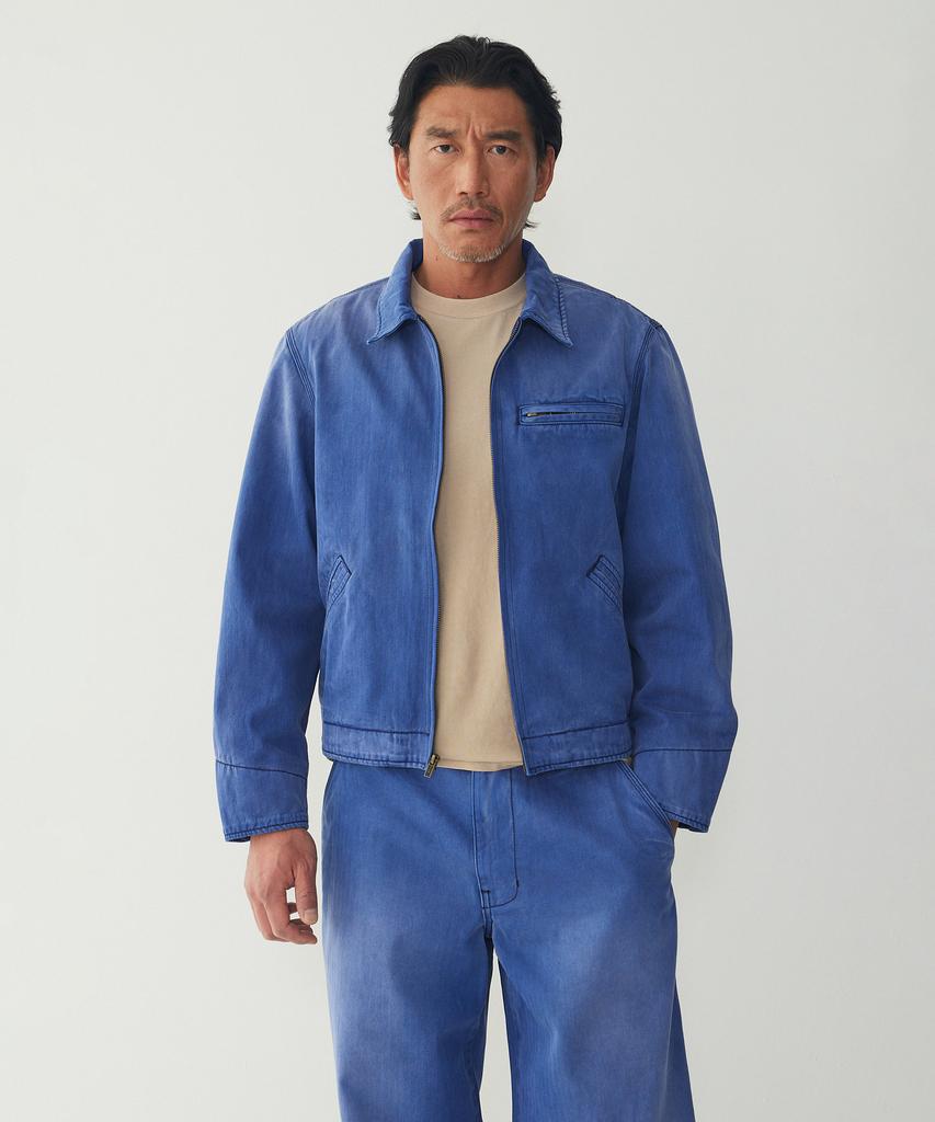 Man On The Boon Herringbone Pattern Work Jacket_Blue 4716109026