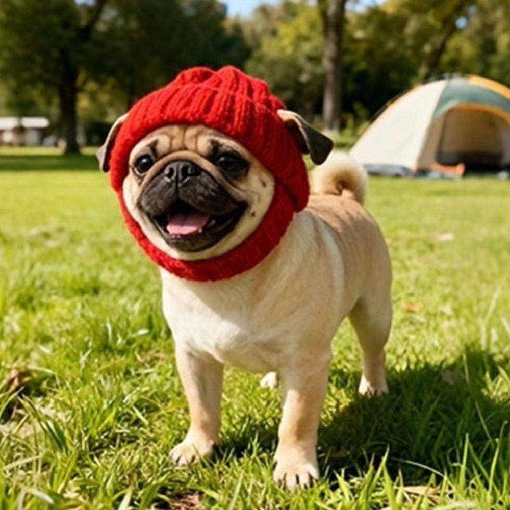 Windproof Pet Knitted Hat Playful Dog Design Winter Dog Cap Warm Dog Beanie Christmas Festival
