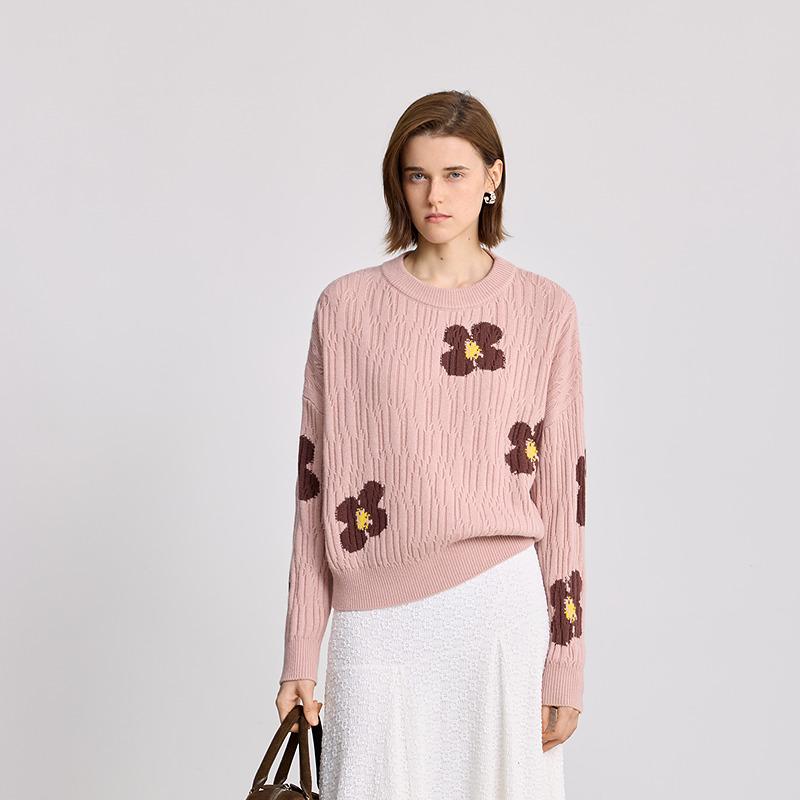 LILY Lucky Flower Jacquard Knitted Sweater