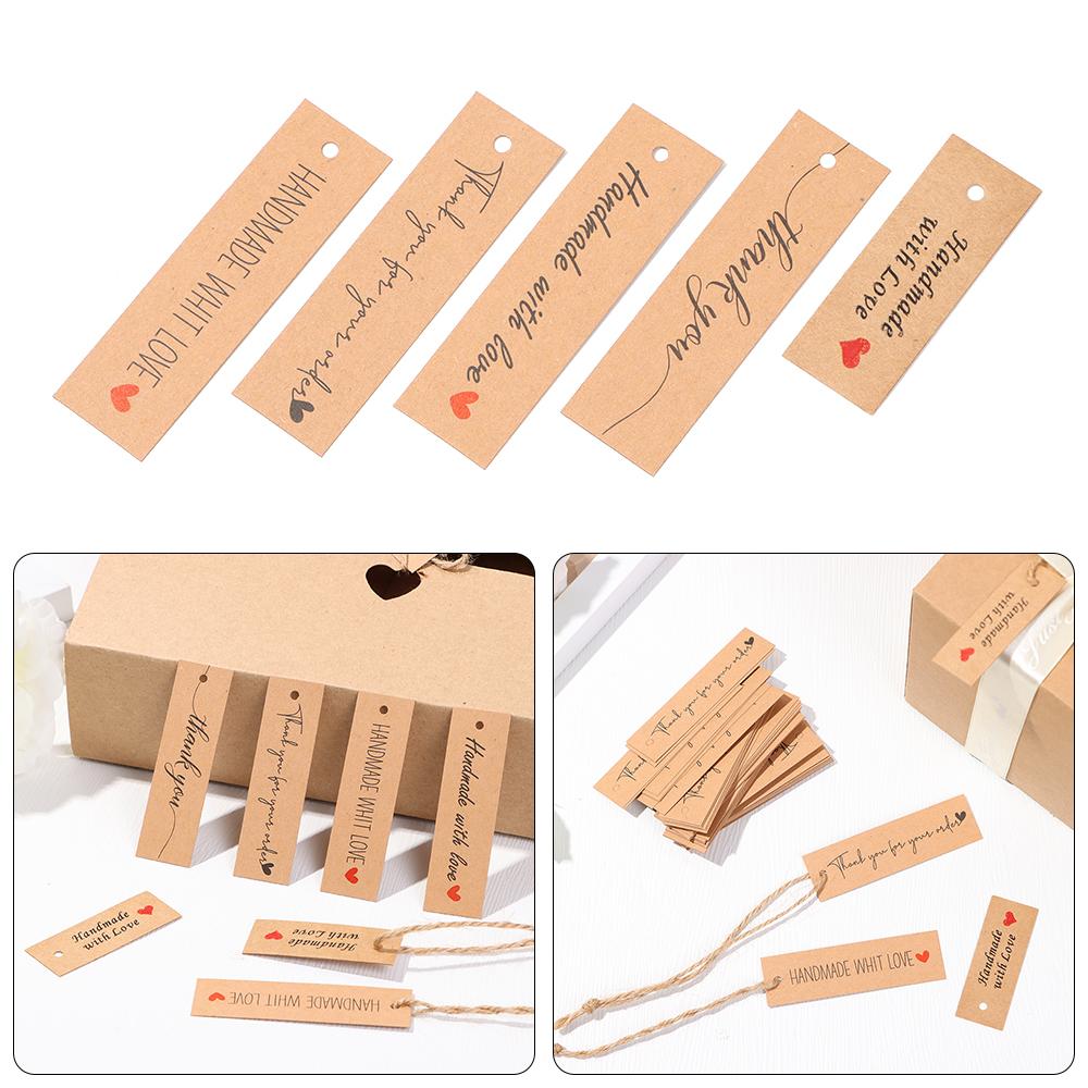 Ornament Enclose 10M Strings Kraft Paper “Merci” Labels Thank You Hanging Tags Handmade With Love
