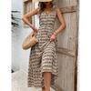 New Fashion Printed Daily Versatile Women'S Summer Loose And Casual Solid Color Cotton And Hemp Long Dress