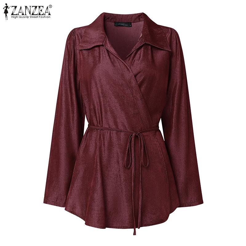 ZANZEA Women Turn Down Collar Loose Casual Long Sleeve Blouse