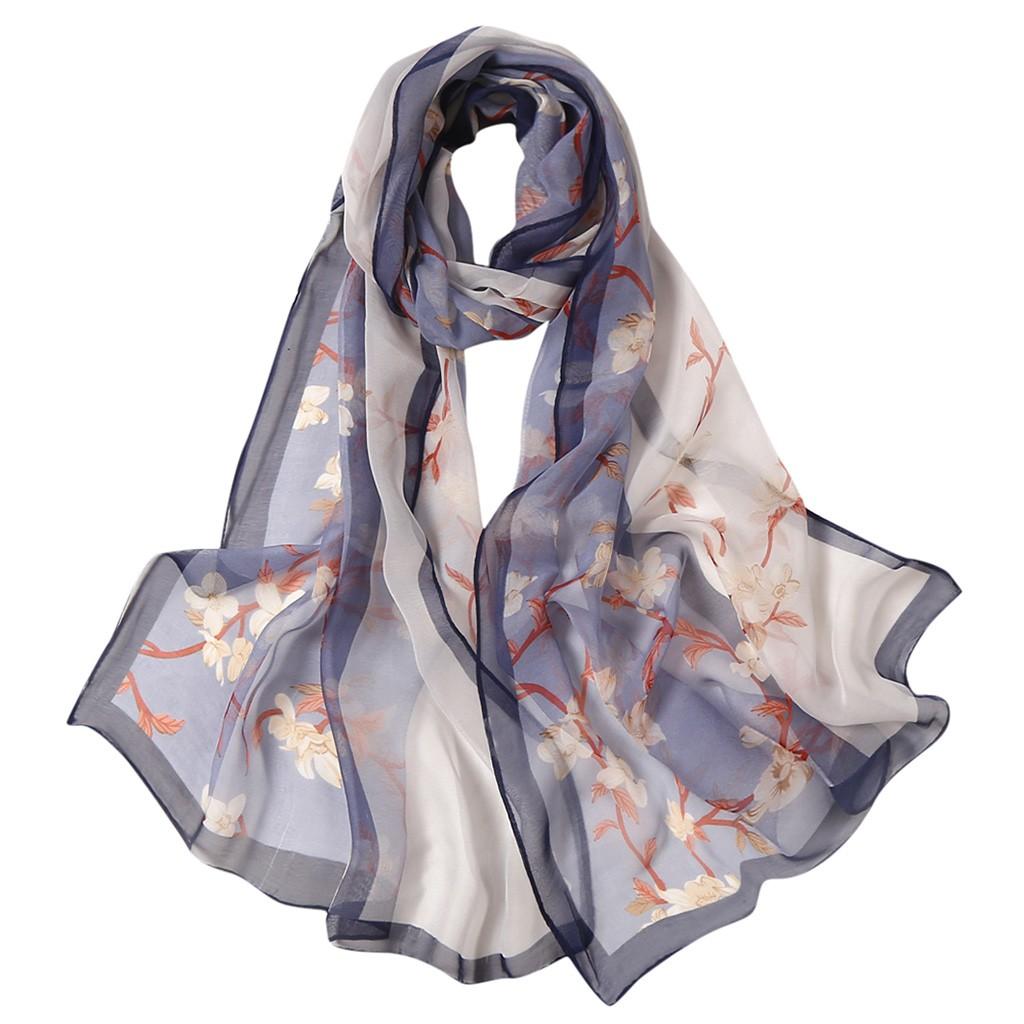 160*50 см женский длинный мягкий шарф с цветочным принтом, искусственный шелковый платок, шарфы