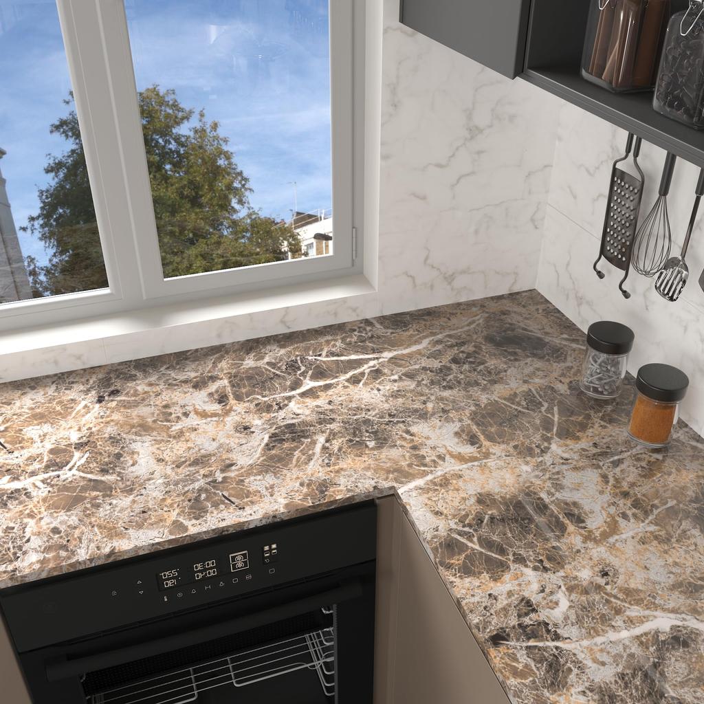 JSEVEM Мраморные обои Снимаемые Мраморно-коричневые Режущиеся Кухня Гостиная Мебель Ремонт 40x500см Наклейка, Обои, Лист, Водонепроницаемые,