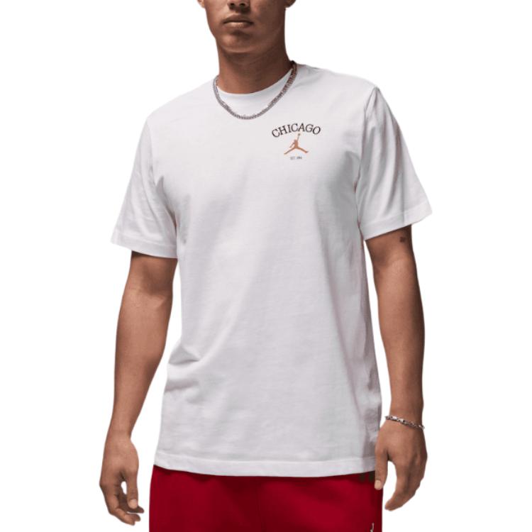 Jordan Apparel T Shirts Men's White Crew Neck Moderate Straight Fit HF1155-100
