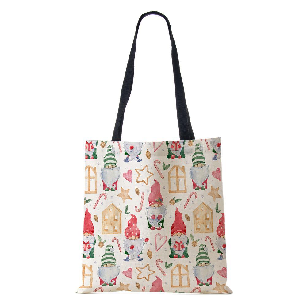 Рождественский Санта-Клаус Харадзюку Холщовая сумка-шоппер Рождественские носки Подарок Многоразовая сумка через плечо Большая вместимость Складная сумка-тоут Сумка KTY