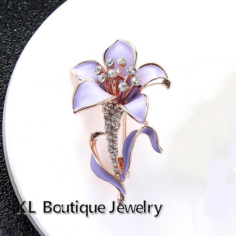 Women Brooch Romantic Crystal Flower Lapel Accessories Carnation Botany Gifts Jewelry