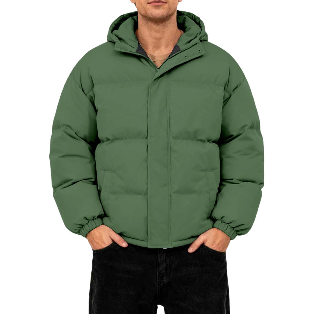 Men's Oversized Casual Down Jacket With Long Sleeves And Hood