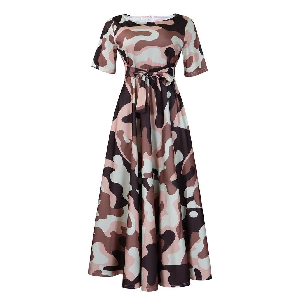 Новое женское платье из африканского кружева 2024 года: Короткие рукава, свободный крой, большие размеры, элегантная мода