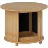 Side Table, Round, with Storage, Sliding Door, Bamboo, Ø60 x 45 cm, Load Capacity up to 20 kg