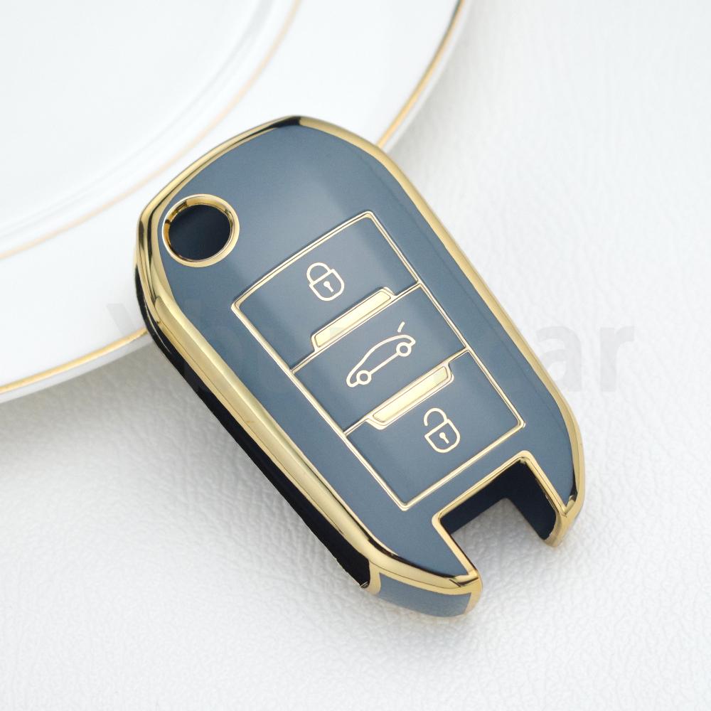 Для Citroen C3 C4 Cactus C6 C8 Для Peugeot 208 308 408 508 2008 3008 4008 5008 ТПУ Чехол-обложка для складного автомобильного ключа Аксессуары