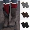 1 Pair Calf Covers for Boots Lace Trim Knitted Thick Keep Warm Over-the-Knee Socks High Elasticity Anti-slip Footless Calf Sleeves