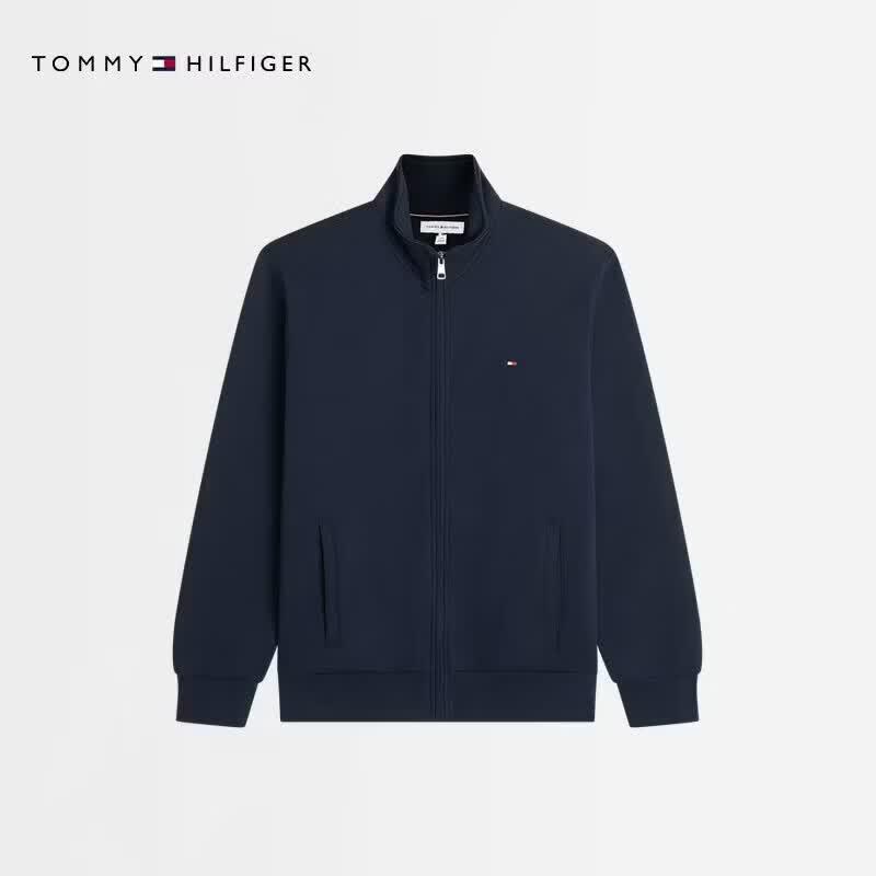 Tommy Hilfiger Мужская осенняя толстовка с вышивкой и воротником-стойкой на молнии