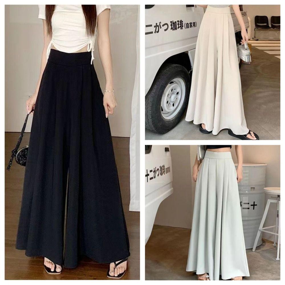 Большие широкие брюки с высокой талией, плиссированные брюки-кюлоты, простые женские шаровары, женские