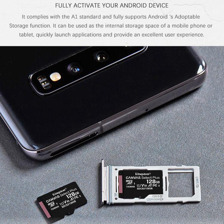 Kingston Карта памяти micro SD TF 64 ГБ Карты памяти Canvas Select Plus microSDXC Карта | До 100 МБ/с | A1 Class 10 UHS-I | SDCS2/64 ГБ/128 ГБ