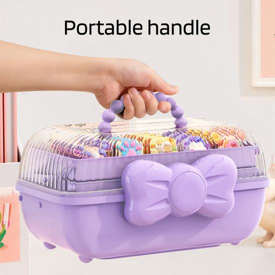 Hair Accessories Storage Box with Handle Large Capacity 3 Layers Design Dustproof Organizer Box Jewelry Hair Clips Container