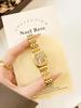 New Vintage-Style Gold Women's Watch,Leopard-Print Stainless Steel Strap,Square Quartz Watches for Women as a Gift or Accessory