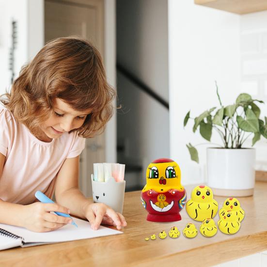 1 набор милых матрешек с дизайном животных, десять слоев, мультяшный цыпленок, игрушка-матрешка для ребенка