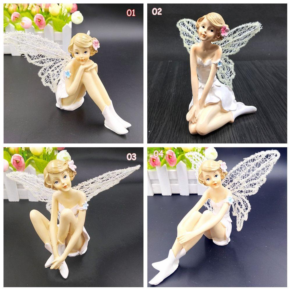 landscape Toy Figures Flower Ornaments  Flying Flower Fairy Garden Car Cake Decor White Angel Doll