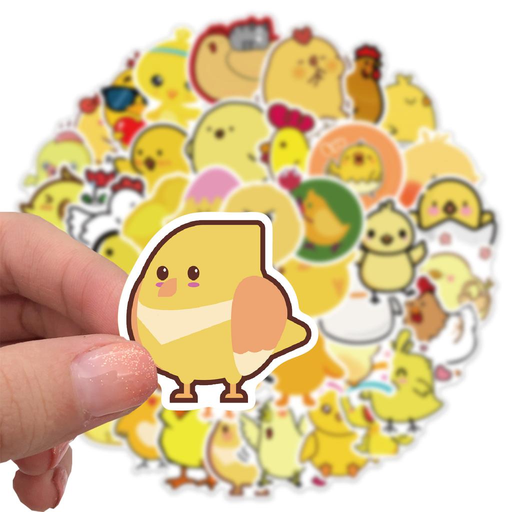 50 Cartoon Cute Little Yellow Chicken Stickers Personalized Decorative Suitcase Notebook Waterproof and Removable Without Repeating Stickers