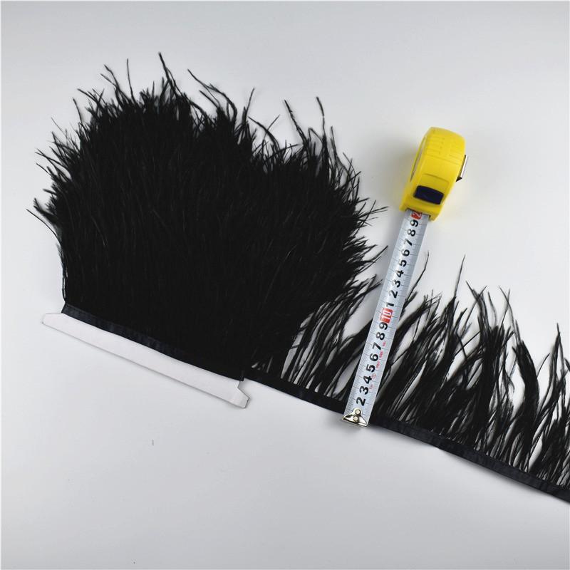 Feather1M 5M 10Meters Ostrich Feather Skirt Fringe Trims 10-15CM Ostrich Feather Ribbon Feathers for Crafts Wedding Feathers Decoration