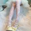 Women Japanese Style Silky Pantyhose Irregular Crossed Straps Patterned Tights