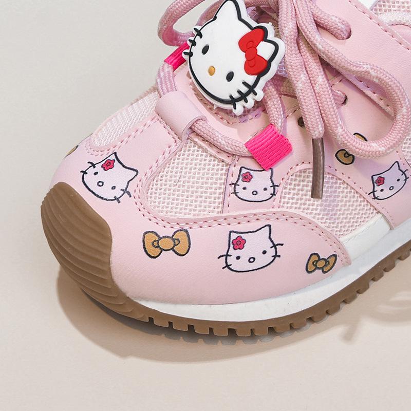 Spring Autumn Hello Kitty Girls Casual Shoes Sweet Princess Style Lightweight Soft Sole Non Slip Toddler Sneakers