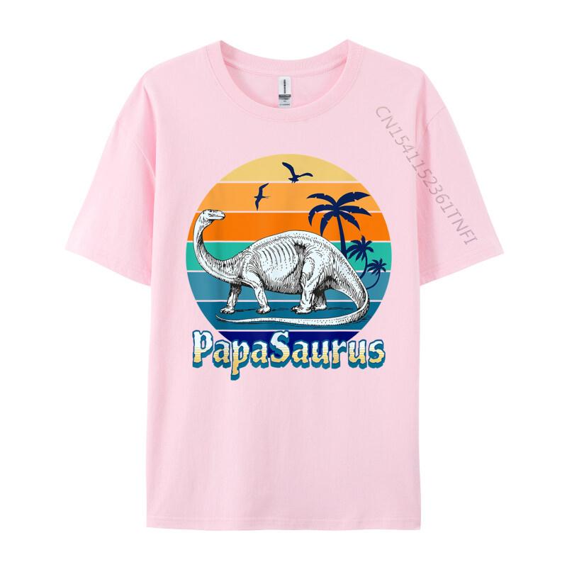 Papasaurus Dad Daddy Papa TShirts Vintage Beach Sunset Cartoon Printed T Shirts Street T Shirts 2024 New