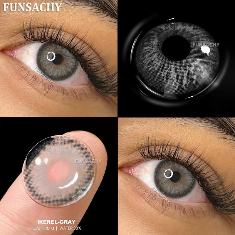 Funsachy 1 пара натуральных коричневых контактных линз для глаз, серые линзы, высококачественная студенческая ежегодная косметика для красоты