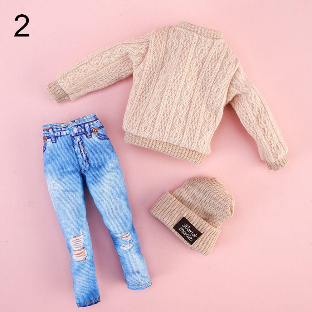 1 Set Fashion DIY Kids Gift Toy Casual Wear Hats Dolls Pants Girl Clothes Winter Wear Sweaters