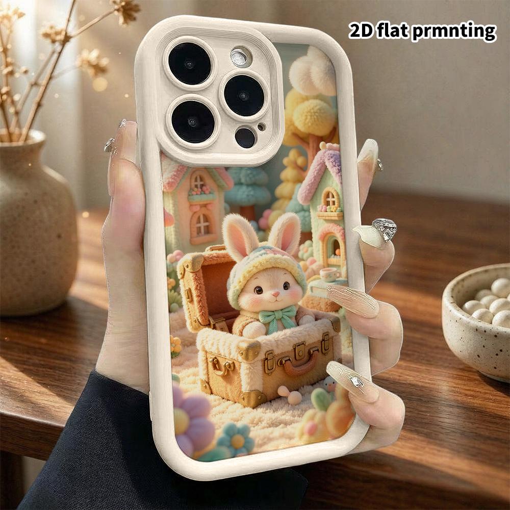Phone Case: 2D flat, fits iPhone 18 17 16 15 14 13 12Pro protective case, forest little rabbit house, perfect Christmas and Halloween holiday gift