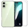 Protective Case - Silicone - for iPhone 16 - 4 Reinforced Corners - 2 Tempered Glasses - Transparent