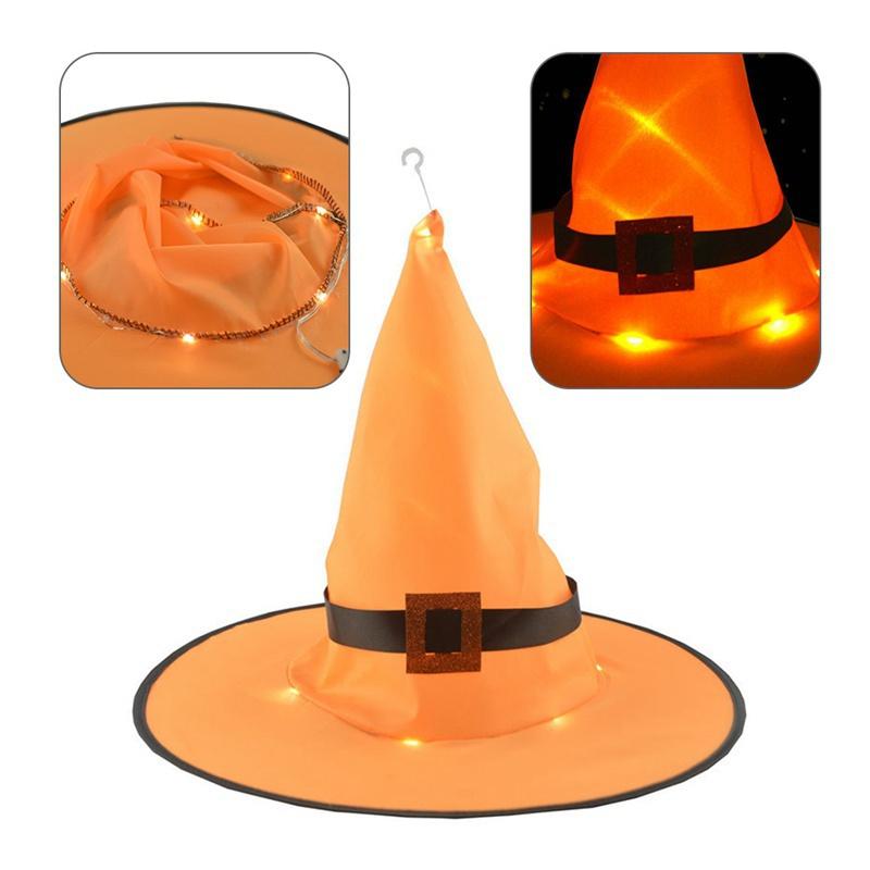 2 шт. украшения для Хэллоуина, уличные подвесные светильники с подсветкой, светящаяся шляпа ведьмы, фонари на батарейках для наружного двора, елочные украшения для реквизита для косплея