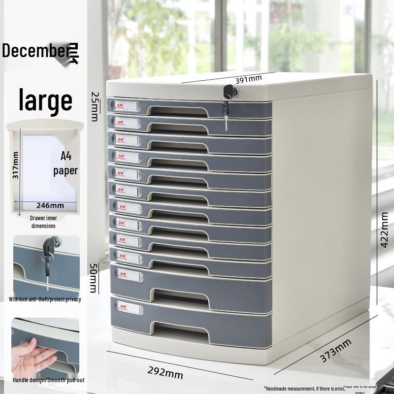 Lockable Multi-Layer A4 File Cabinet Drawer - Plastic Office Storage Box