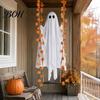 Waterproof Patio Tree Hanging Props Swinging Ghost Halloween Decoration for Outdoor Garden Yard, Weighted Fabric Flying on A Swing with LED