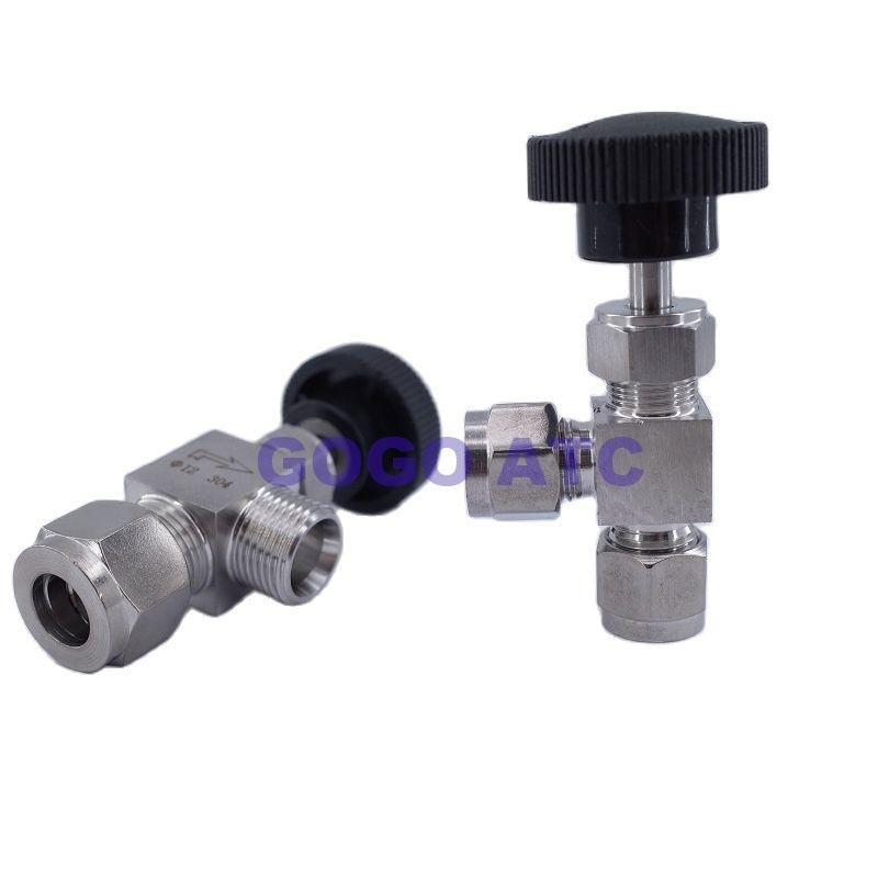 Free ship Adjustable Right angle needle 6 8 10 12mm 1/8 1/4 3/8  inch hard tube SS304 Flow Control shut off crane needle valve