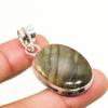 Labradorite Gemstone Handmade 925 Silver Plated Jewelry Pendant 1.70"