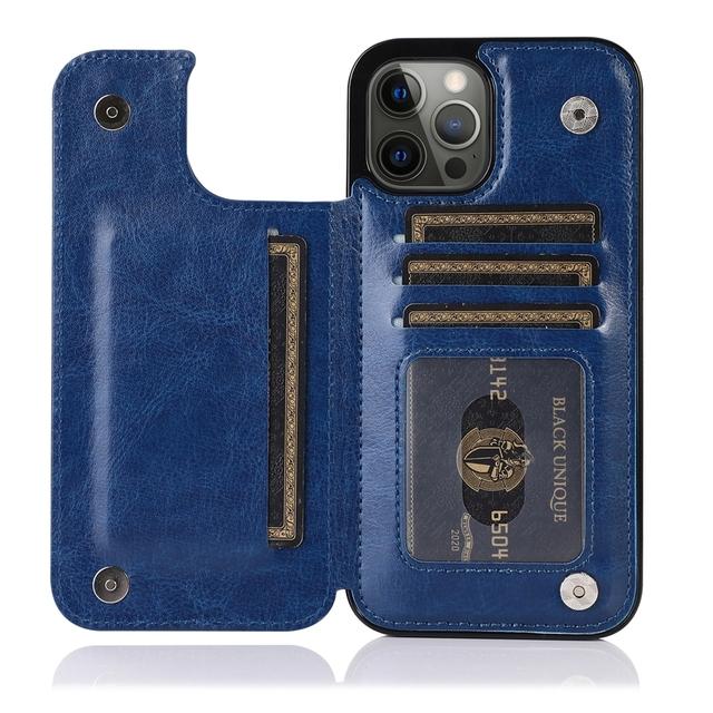 Кожаный чехол-кошелек с двойной подставкой и кнопками для Iphone 14 Pro Max 13 Pro 12 11 Se 2022 X Xr Xs Max 8 7 6 6s Plus 5 5s со слотом для карт