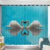 2Panel Swan Lake Swan Curtain Custom Curtains Simple Modern Bedroom Living Room Window Semi-blackout Short Curtain Grommet Top