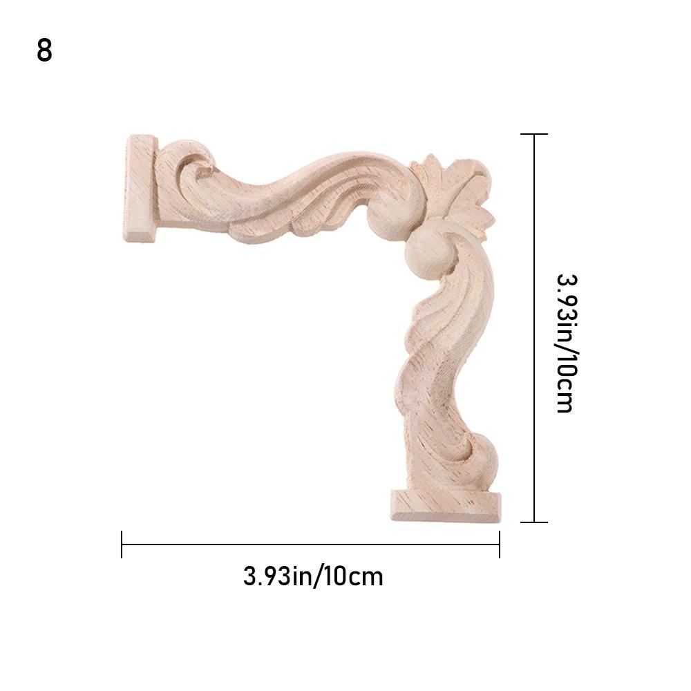 Oak Door Decor Crafts Corner Applique Onlay Decal Carved Wave Flower Decorative Wood Appliques