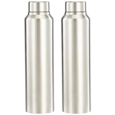 Бутылка для воды из нержавеющей стали (Упаковка из 2 шт.) | Одобрено BIS | 900 мл (Отделка из серебристой стали)