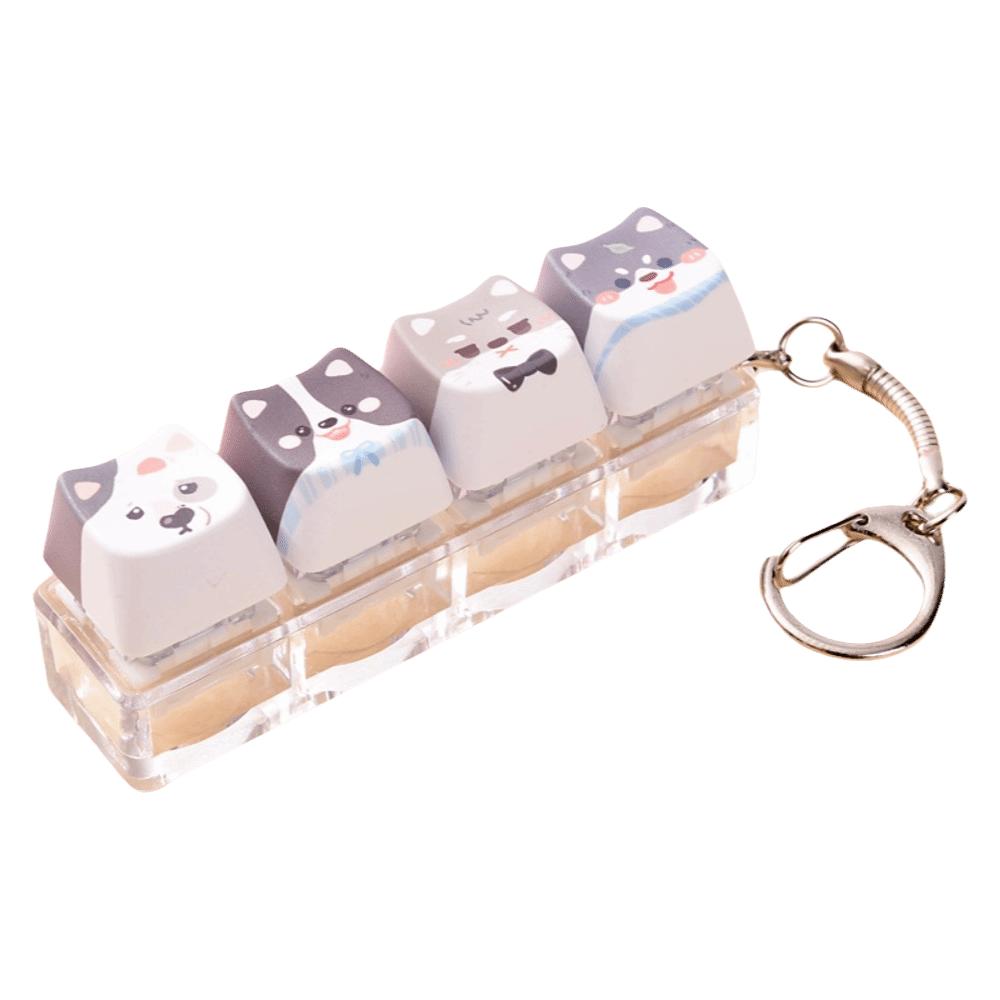 Keyboard Stress Relief Clicker Mechanical Creative Dog Keychain Children Adults