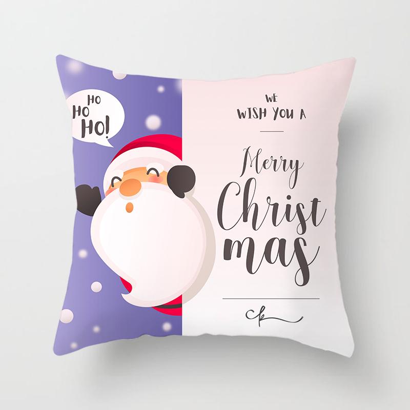 Cartoon Santa Claus Pillowcase Sofa Kids Room Decoration Merry Christmas Cushion Cover