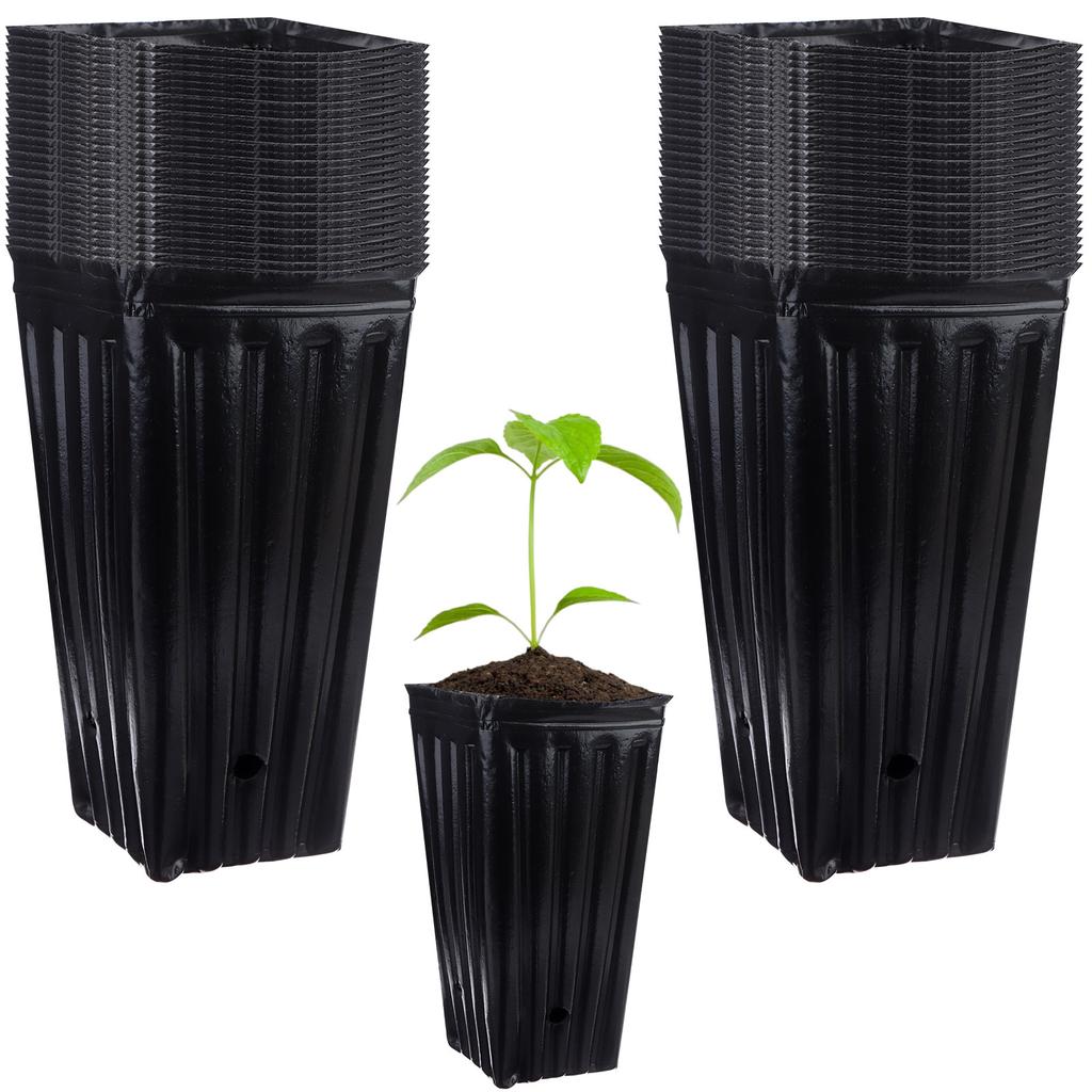70Pcs Tall Tree Pots Plastic Deep Nursery Treepots Tall Seedling Flower Plant Co