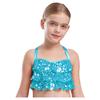 Girls Glittery Sequins Crop Top Tiered Ruffles Cross Back Metallic Camisole for Jazz Dance Performance